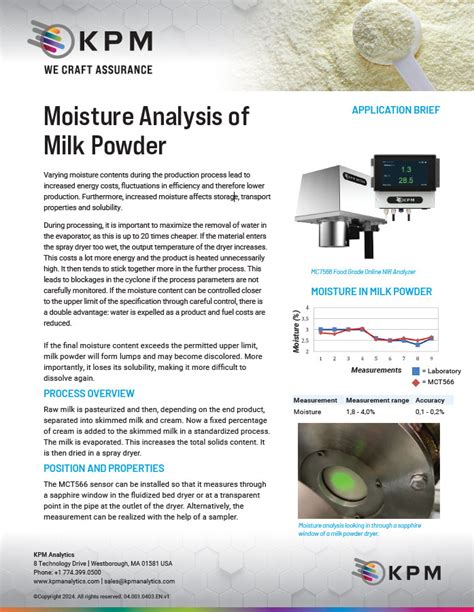 dairy powder moisture levels